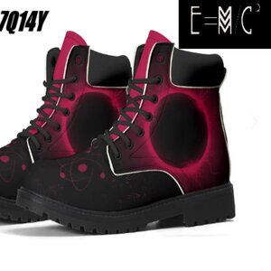 NEW E=M/C2 Men's Upgraded Black Hole Pink Leather All Season Boots